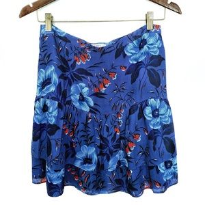 4/$25--Ann Taylor LOFT 2- Tier Blue Floral Ruffle Skirt Size 4